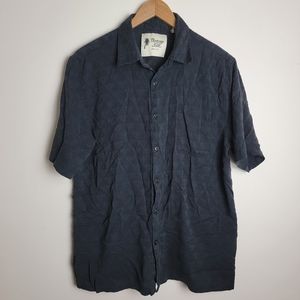Vintage Silk 100% Silk Black Button Down Shirt Size XL